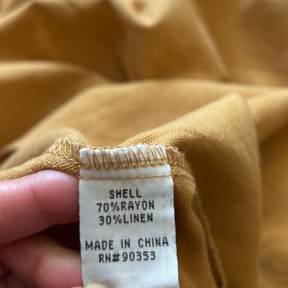 J Gee Dress Linen Rayon Button Down Mustard Womens Size Small - Picture 9 of 9